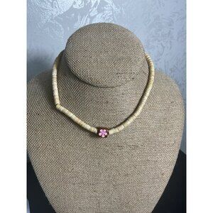 Vintage Beaded Necklace With Flower Pendant